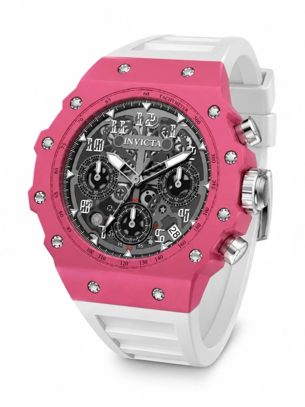 Invicta Racing Apexium Unisex Watch - 41mm, Pink & White (69624) new